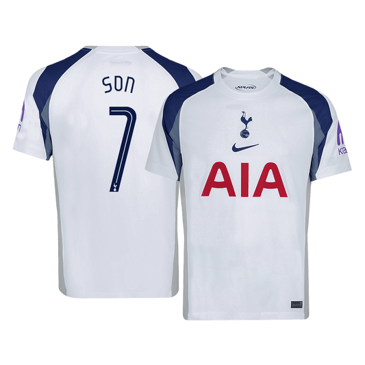 Camiseta de fútbol del Tottenham Hotspur nº 7, local, temporada 2025/26, blanca - Champions League