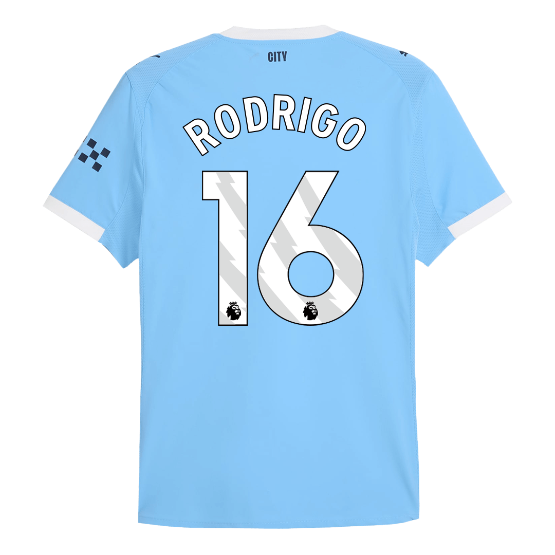Camiseta de fútbol RODRIGO #16 Manchester City, versión jugador local, temporada 2025/26, azul