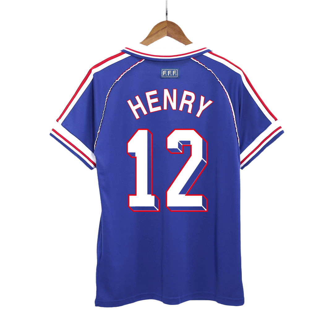 Camiseta retro de fútbol de la selección francesa de 1998, número 12, de Henry.