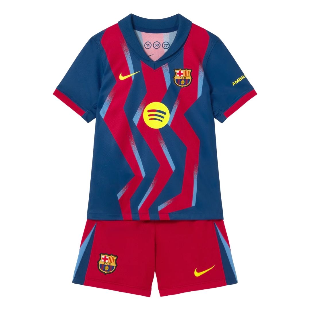 Cuarto uniforme de visitante del Barcelona para niños (Camiseta y pantalón corto) 2025/26