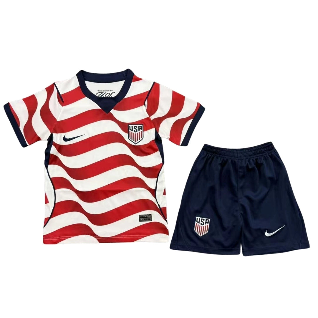 Equipación de Fútbol para Niños de la Selección Masculina de EE. UU. (Camiseta+Pantalón Corto) 2026