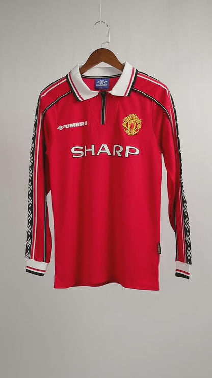 Camiseta retro de manga larga local Beckham #7 del Manchester United 1998/99