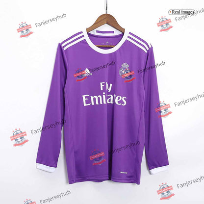 Ronaldo #7 Los Blancos 2016/17 Camiseta Retro Manga Larga Visitante