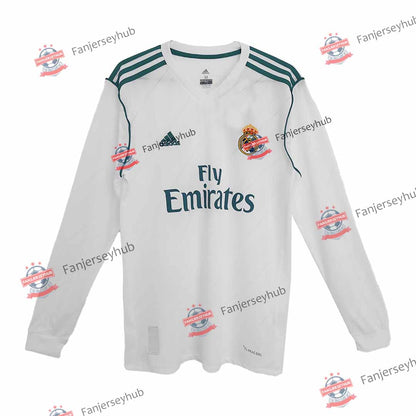 RONALDO #7 Los Blancos 2017/18 Home Long Sleeve Retro Soccer Jersey