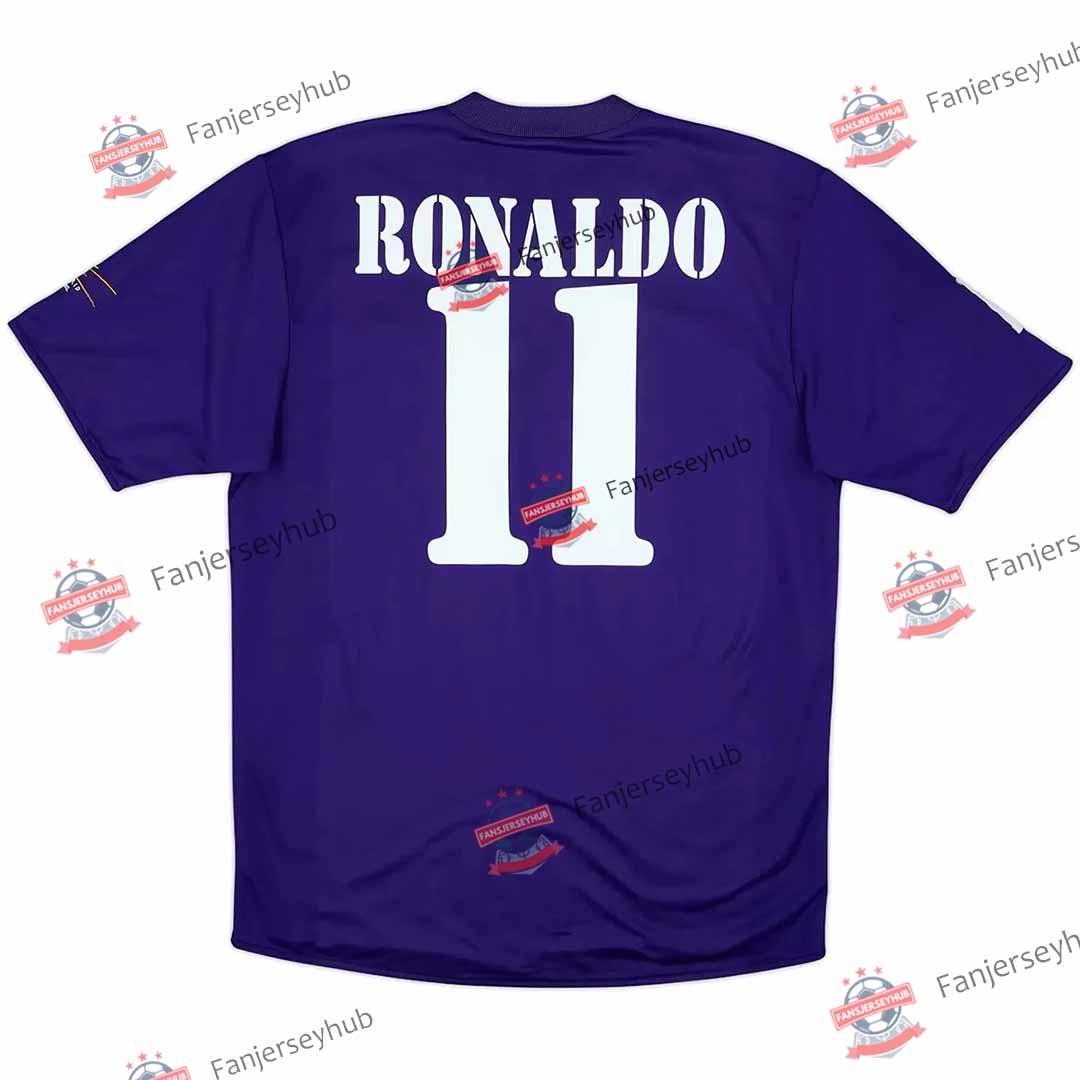 Maillot de football Ronaldo #11 Rétro 2002/03 Los Blancos Centenaire Troisième Maillot Extérieur