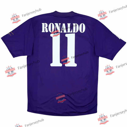 Maillot de football Ronaldo #11 Rétro 2002/03 Los Blancos Centenaire Troisième Maillot Extérieur